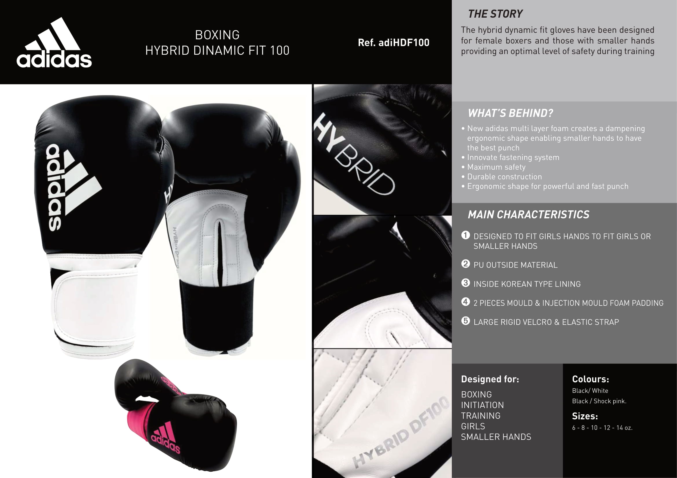 adidas Hybrid 100 Boxing Kickboxing Gloves for Women | USBOXING